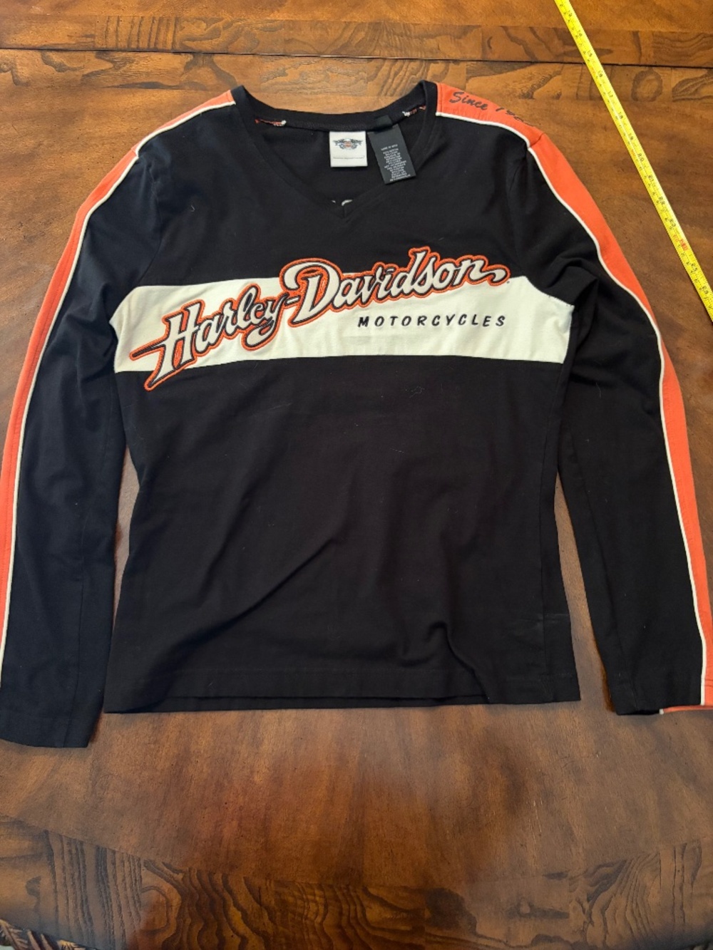 Harley-Davidson Women’s Medium Black Orange Long Sleeve Motorcycle Shirt